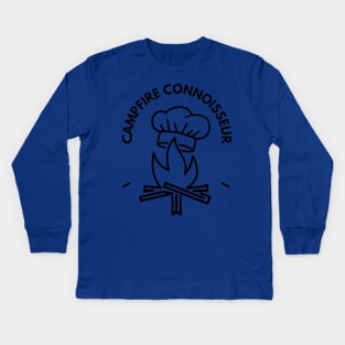 Campfire Connoisseur Funny Hiking and Camping Kids Long Sleeve T-Shirt